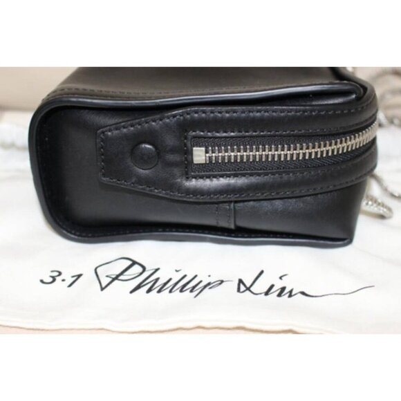 New with Tags 3.1 Philip Lim "Soleil Mini Zip Crossbody", Black Leather Nickel - Picture 7 of 10